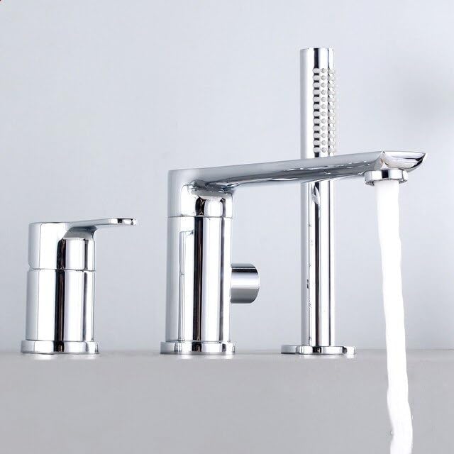 Robinet de salle de bain de luxe sur pied chromé avec bec rotatif HY013PC-C