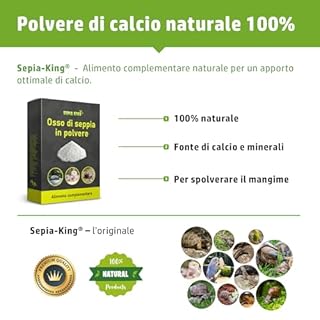 Sepia-King - Polvere di Osso di Seppia – Polvere di Calcio per Tartarughe, Drago Barbuto e Rettili – Ossa di Seppia Macinate – Spolverare Mangime e Insetti – Calcio per lumache – 50 g