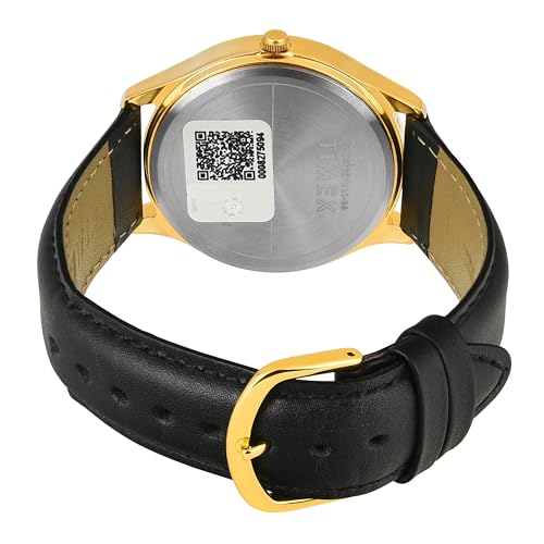 Image of TIMEX Analog Watch for Man with Black Round Dial & Black Leather Strap Band Water Resistant Men's Wrist Watches - TWTG73SMU10