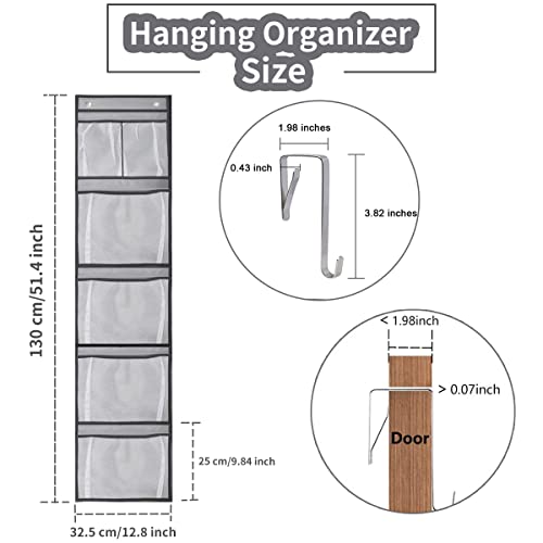 Jremreo Over The Door Organizer With 5 Large Pockets, Hanging Storage Shelves, Behind The Door / Wall / Nursery Closet Door Organizer For Bedroom Bathroom With 2 Metal Hooks #TOP2