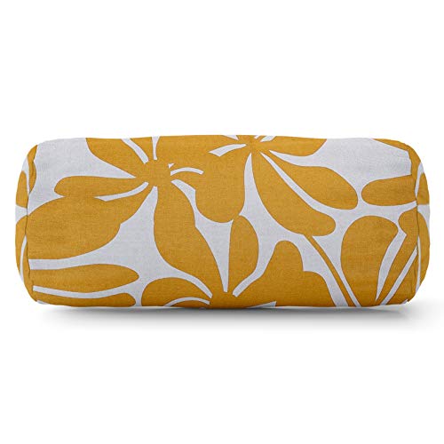 Majestic Home Goods Yellow Plantation Indoor / Outdoor Round Bolster Pillow 18.5