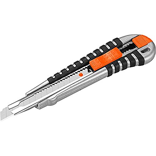 EDMA - Cúter Zincado Hoja Divisible 9mm - Cuchillo con Sistema de Bloqueo de Seguridad y Cambio Rápido de Cuchilla - 170355 - Herramienta Manual de Calidad para Uso Profesional y Doméstico