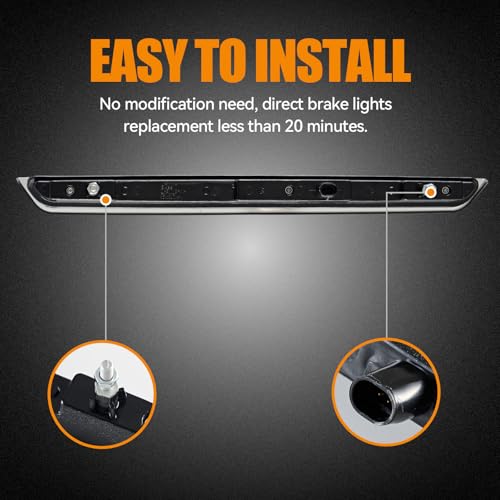 Image of Third 3rd Brake Light LED for 2007-2014 Chevy Tahoe /Suburban /GMC Yukon & XL, High Mount Rear Brake Lights Assembly, Waterproof Center Cab Lamp Stop Light (Black)