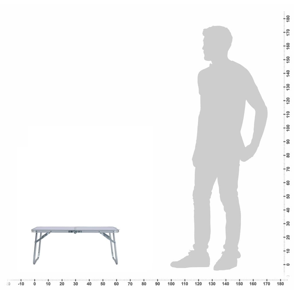 Artykuły sportowe - Rekreacja na świeżym powietrzu - kemping i piesze wycieczki - meble kempingowe składany stół kempingowy biały aluminium 60x40 cm
