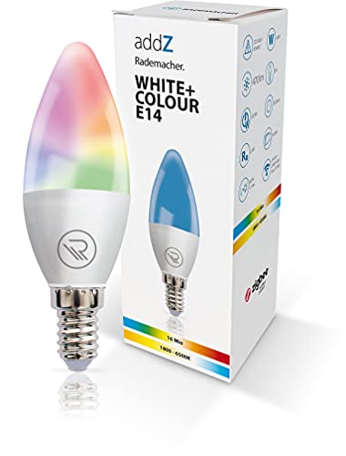 RADEMACHER addZ White + Colour E14 - Bombilla LED (4,8 W, Zigbee 3.0, RGBW, 16 millones de colores, intensidad regulable), (8437)