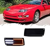 TurningMax For 1990 1991 1992 1993 1994 1995 96 Nissan 300ZX Z Z32 Front Bumper Inner Turn Signal Lights Smoked Lens Amber/White LED