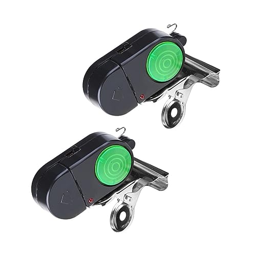 ifundom 1set High Sensitivity Fishing Bite Alarms with Loud Sound Portable Electronic Rod Alerts for Carp Fishing Strong Clip Design Battery Powered Black 2pcs
