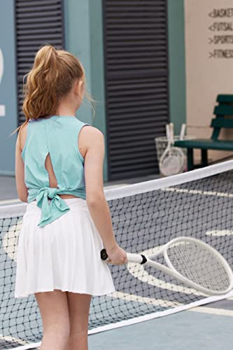 Image of Zaclotre Girls Athletic Tank Tops Open Tie Back Sleeveless Workout Shirts