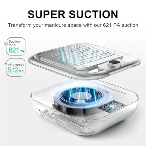 Colector de polvo de uñas, plumero profesional al vacío para uñas acrílicas con 2 filtros reutilizables, potente taladro de uñas para una eliminación eficiente del polvo