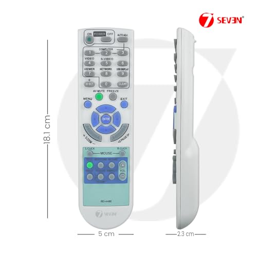 Image of 7SEVEN Compatible with NEC Projector Remote Original Model RD-448E Suitable for RD448E V300X+ V260 V260X+ RD-443 NP-VE280 V230X NP-M260W and Many More Model's - Ensure Match Key by Key