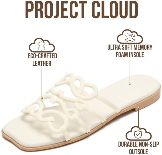 Project Cloud Womens Sandals with Memory Foam - Eco Crafted Leather Sandals for Women 2026 - Flats - Non Slip & Comfortable Sandals Women (Lisa) - Image 2