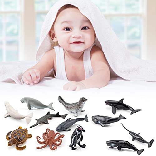 Rengue 12PCS Mini Sea Animal Toys, Hand Painted PVC Ocean Animal Figurines, Compact Marine Life for and Party Favors for Kids Classrooms Gardens (BL-1073 Marine 12-piece Set 72G) - Image 5