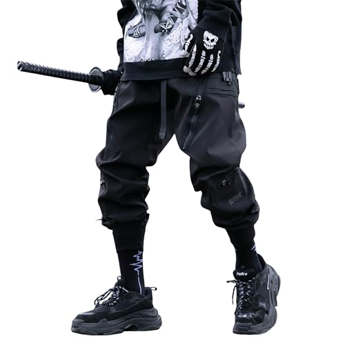Men's Techwear Pants Black Cargo Pants Tactical Multi Pocket Baggy Pants Functional Jogger Pants Men Harem Pants
