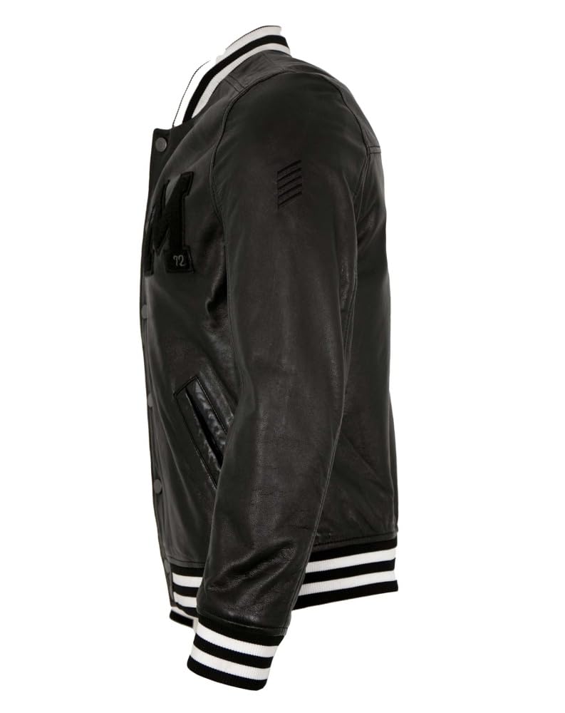 Gipsy - Męska kurtka skórzana z prawdziwej skóry, kurtka College Blouson Lamnappa czarno-biała