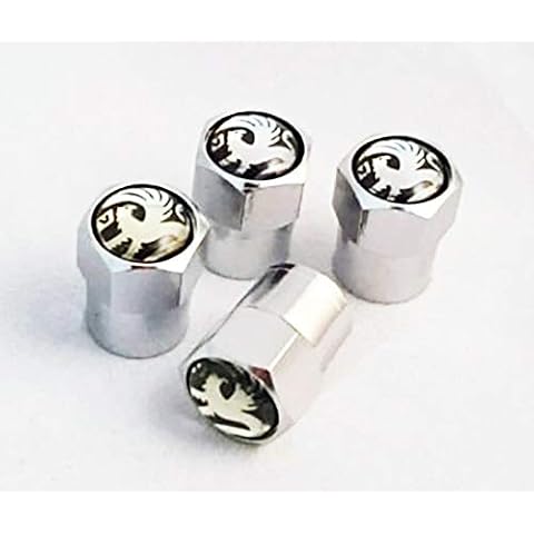 RacePace Chrome Valve Dust Caps - Set of 4. (BK) Corsa Astra Grandland Adam Insignia Nova Mokka Movano Vivaro Zafira Cover
