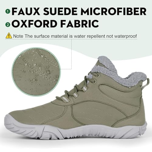 HiGropcore Hike Barefoot Boots Womens Mens Waterproof Fur Lined Winter Barefoot Shoes Minimalist Snow Boots Wide Toe Box Ankle Booties — view 4