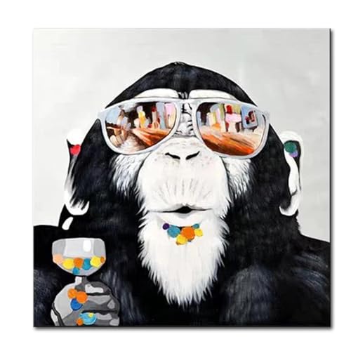 Peintures sur toile singe art mural salon triptyque de qualité - 3
