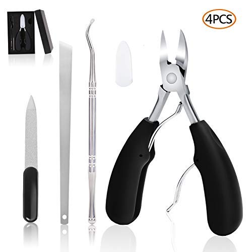 Cammyllc 4PCS Ingrown Toenail Clipper Cuticle Nipper Trimmer for Thick Nails, Ingrown Toe Nails, Finger Nail and Cuticle Oil Nail Fungal Treatments