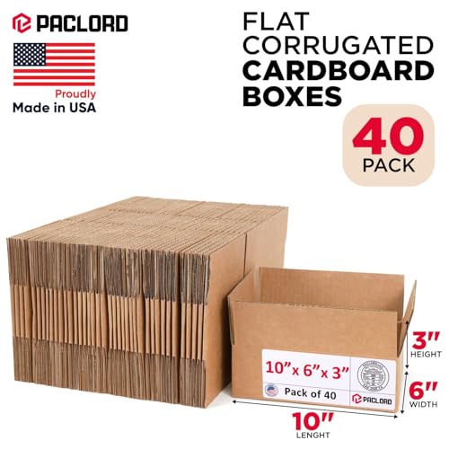 Image of Small Cardboard Boxes 10 inchL x 6 inchW x 3 inchH (Pack of 40) - USA-Made Packing Boxes for Moving, Shipping, or Storage - USPS, UPS, FedEx Approved - Professional Packing Supplies for Moving | USA-Made Packing Boxes for Moving, Shipping, or Storage - USPS, UPS, FedEx Approved - Professional Packing Supplies