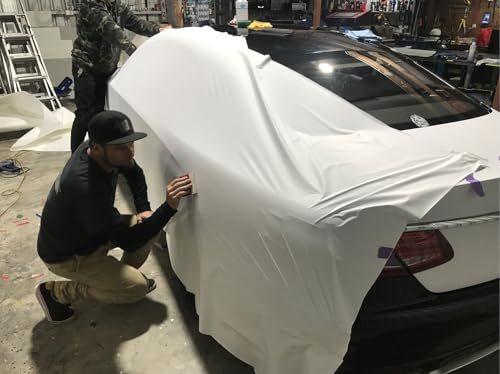 Image of HOME13 Vinyl Car Wrap Self Adhesive Vinyl Wrap Sheet Sticker & Decal Roll Film Bubble Free Air Release (24 inch x 150 inch Inch, White Matte)
