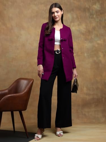 Image of KOTTY Womens Cotton Blend Standard Length Elegant Style Coat - Classic Style with Modern Detailing