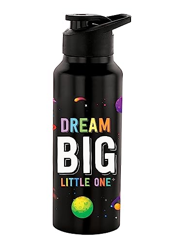 NIRLON Stainless Steel Single Walled Water Bottle 750ml, Water Bottles For Fridge, School,Gym,Home,office,Boys, Girls, Kids, Leak Proof (UV Printed Bottle, Dream Big, Sipper Cap)