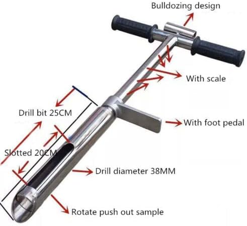 304 Stainless Steel Soil Probe Sampler with Ejector Eject Bore Foot Pedal 1M*70MM