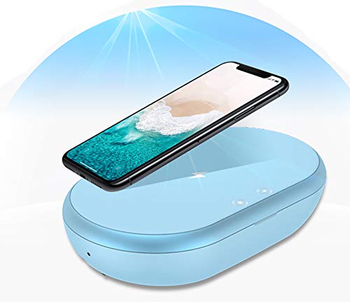Top Brands YouV Cleaner UV Cell Phone Sanitizer 3 in 1 Sanitizer Qi Fast Wireless Charger & Aromatherapy Diffuser Slick Look, Chemical Free, All Phones up to 6.5 (Blue)