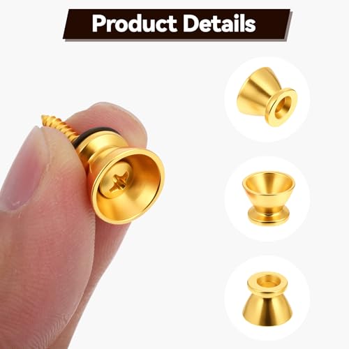 JJUNW 12 Stück Gitarrengurt Knöpfe, Metallende Gitarrengurt Endknopf Gitarrengurts Fixateur mit Befestigungsschrauben und Gummi Kissen Für E-Gitarre Akustikgitarre Bass Ukulele