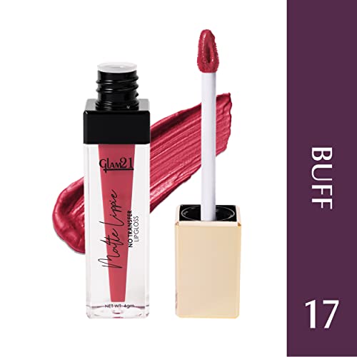 Image of Glam21 Matte Lippie No Transfer Lip Gloss | Lightweight and comfortable| Creamy Matte Formula - 4 gm | Buff-17