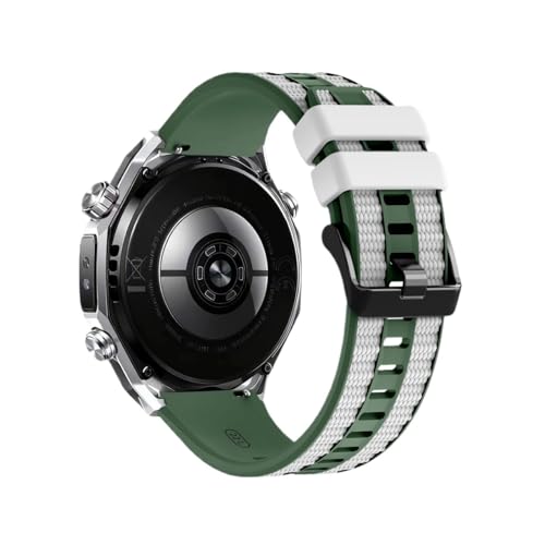 [LOKLNEYK] �ɓK������Huawei Watch Ultimate 2 / GT 6 /5 Pro/ GT6 /GT5 46mm�u���X���b�g�ɓK������22mm�V���R���X�g���b�v(Green White)