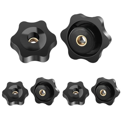 BOUMVID 6 Tornillos de Estrella M4, Tornillos de Mariposa de 25mm de Diámetro Exterior, Tuercas de Mariposa, Rosca Tornillo de Mariposa Negros, Tuercas de Perilla Palomilla de Sujeción Estrella