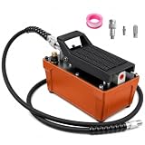 Lufthydraulische Fußpumpe orange mit Schlauch, Lufteinlassadapter und PTFE-Band, für Karosseriearbeiten und Zugpfosten