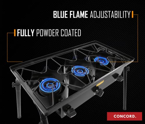 Concord Triple Burner Outdoor Propane Stove Cooker w/Regulator, 3 Burner Stove Brewing Supply - Thumbnail 4