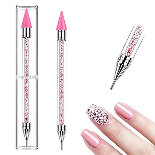 MNYXIS Bolígrafo Aplicador de Piedras Strass para Uñas, Recogedor De Diamantes Imitación Uñas, Lápiz de Cera de Doble Punta para Cristales, Herramienta de Manicura DIY para Decoración