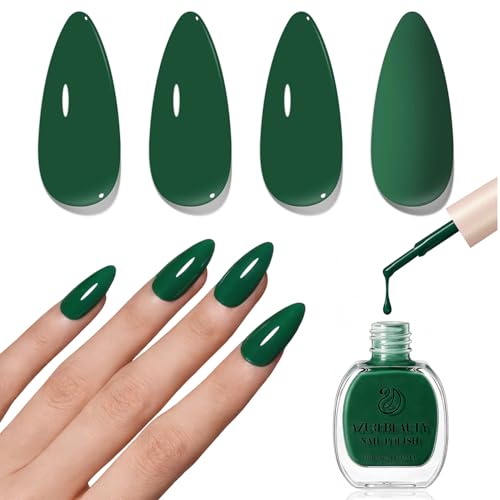 AZUREBEAUTY Deep Forest Green Nail Polish St. Patricks Day Quick Dry Formula Strengthening Natural Nail Treatment Home Salon DIY Women Gift 0.34 Fl Oz