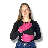 Ella Sussman Hand Knit Alpaca Wool Convertible Irish Cable Micro Fleece Lined Flip-Top Mittens Fingerless Gloves Arm Warmers (Pink, Medium)