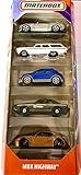 2019 Matchbox MBX Highway 5 Pack 2016 Fiat 500X Ford Mustang Police Car 2014 Porsche Cayman 1964...