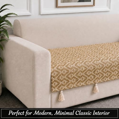 Image of STITCHNEST 'Nomad Weave Collection' 1 Seater Sofa Cover|Elegant Jacquard Fabric, Decorative Tassels, Washable & Durable for Modern Living25