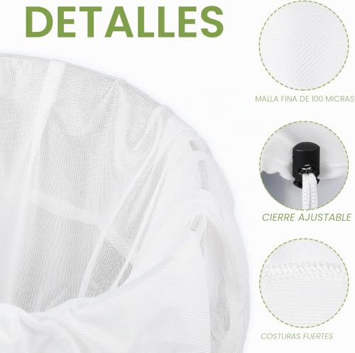 Miniatura 3 de Firavggu 3 Pieza Bolsas De Filtro De Cerveza Polyester Bolsas Coladoras De Malla 100 Micro Fina Blanca Con Cordón Reutilizables Bolsa De Filtro De Cerveza Filtrantes Para Sidra De Frutas, Yogurt