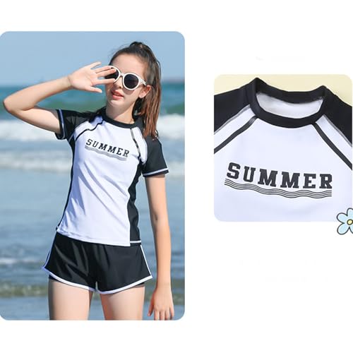 Girls Short Sleeve Rash Guard Sets Swimsuits Two-Piece Beach Swimwear Quick Dry Bathing Suits UPF 50+ 8-16 Years4