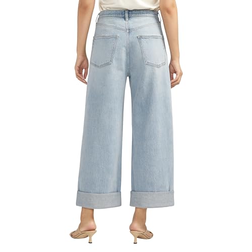 Silver Jeans Co. Women's Baggy Mid Rise Wide Leg Cropped Jeans-Legacy3