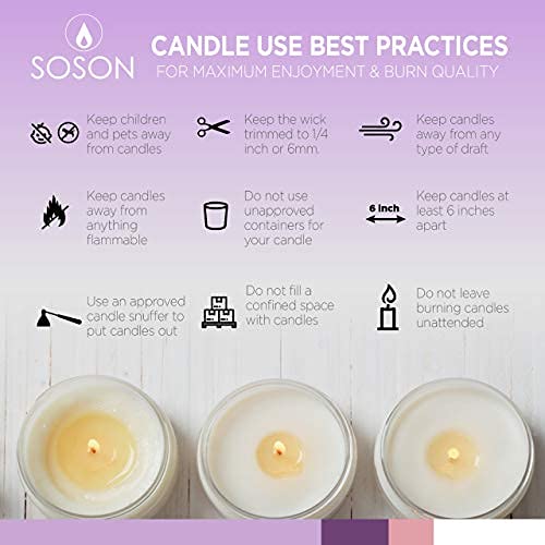 Simply Soson Smooth 3x4 Cotton Ivory Candles | Pillar Candles for Home | Unscented Candles & Dripless Pillar Candles | Long Lasting Candles | Large Candle for Home | 3 Pack of Candles