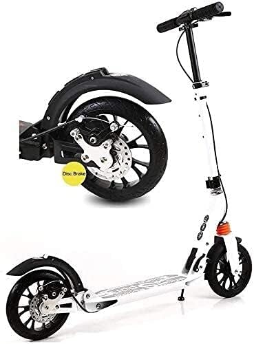 Scooters for Children Adult Scooters Large Wheels Kick Adult with Disc Handbrakes Double Suspension Folding Switch Height Adjustable - Supports 220lbs (Colour: Black)
