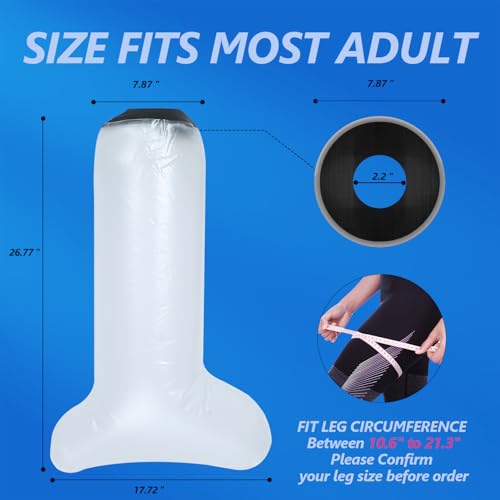 Inmoredo Reusable Waterproof Adult Leg/Calf Cast Cover for Shower - Watertight Protector for Surgery, Bandages, Wounds, and Burns