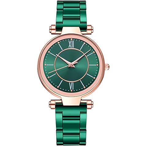 GXLONG Wrist Steel Casual Ladies Strap Analog Watch Band Watch Quartz Stainless Women's Watch Large Face Digital Watch (Green, One Size) Cover