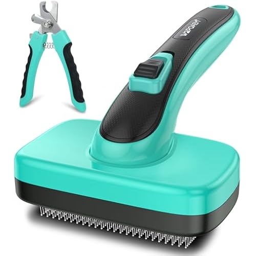 Self Cleaning Slicker Brush & Nail Clippers for Dog and Cats