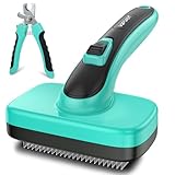 WOPQAEM 2 Pcs Self Cleaning Slicker Brush & Nail Clippers for Dog and Cats,Shedding Long and Short Haired Pets,Skin Friendly Deshedding Grooming Tool