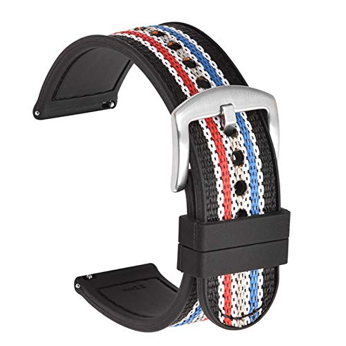 ZXF Siliconen Horlogeband, Sport Horlogeband Siliconen Rubber Strap Wired Siliconen Strap Dames Heren Strap Horloge Sport Waterdicht (Kleur: Wit zilveren gesp, Maat: 22mm) - Afbeelding 3