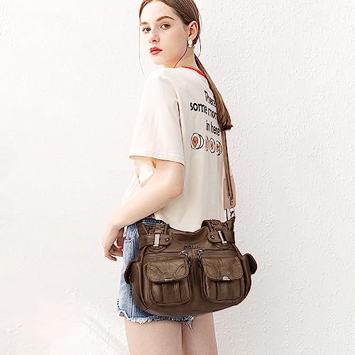 Image of KL928 Women's Large Purses Handbags PU Leather Multi-Pocket Shoulder Bag | Large